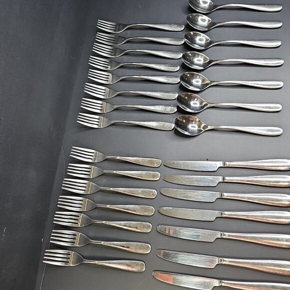 29pcs Paderno Flatware 18/10 Forks Knives Spoons Stainless Steel Cutlery - Picture 2 of 11